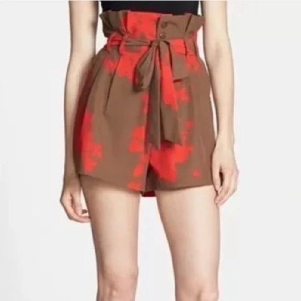 Rules of Etiquette High Waisted Paper Bag Shorts Size M Abstract Floral